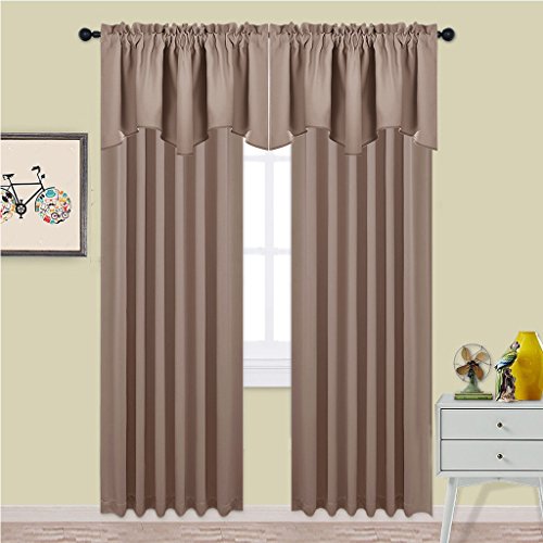 NICETOWN 2 Panels Cappuccino Kitchen Valances for Windows, 42W x 18L - color: Cappuccino, size: 42"W x 18"L (Pack of 2)