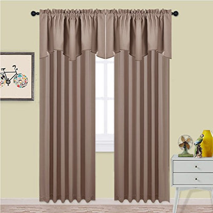 NICETOWN 2 Panels Cappuccino Kitchen Valances for Windows, 42W x 18L - color: Cappuccino, size: 42"W x 18"L (Pack of 2)