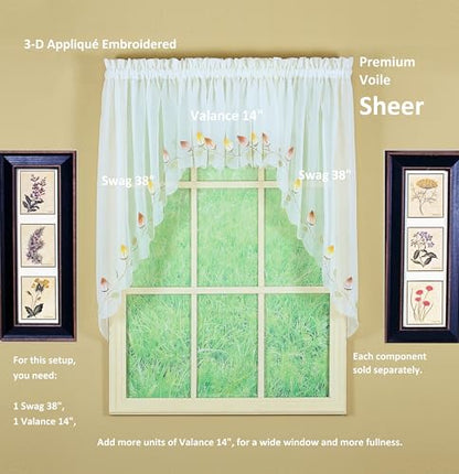 Today's Curtain,Vineyard 3-D Appliqué,Valance 14", Ecru, 60" W x 14" L - color: Ecru, size: 60"W x 14"L (Pack of 1)