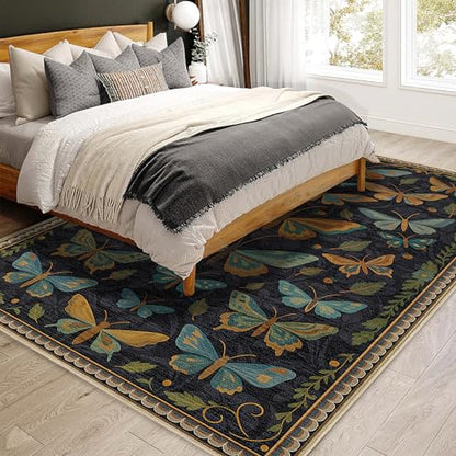 Butterfly Rug 4x6 for Living Room Butterflies Insect Machine Washable Rugs - color: Butterfly, size: 4' x 6' (Rectangular)