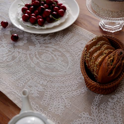 Coffee Table Runner Boho Farmhouse Dresser Scarf, Beige 14"x38" - color: Beige, size: 14 x 38 Inches