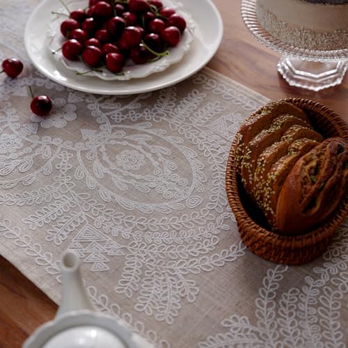 Beige Table Runner Rustic Farmhouse Dresser Scarf, 14"x56" - color: Beige, size: 14 x 56 Inches