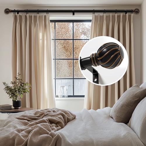 Black Curtain Rods for Windows 28 to 48 Inch 7/8" Diameter Small - color: Black, size: 18"-60"|1 Pack