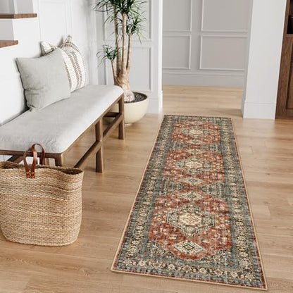 Lahome Oriental Kitchen Runner Rug Non Slip, 2x5 Washable Hallway Runner - color: Brick Red, size: 2' x 5' (Runner)