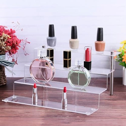 CECOLIC Acrylic Display Stand Riser Clear Small Acrylic Decorator Stand Shelf for Figures Pops, Jewelry, Cupcake, Dessert - 2 Sets - size: 5x5x6''