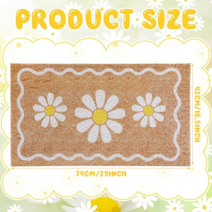 Dunzy Daisy Doormat Outdoor White Floral Welcome Mat for Front Door - style: White Daisy
