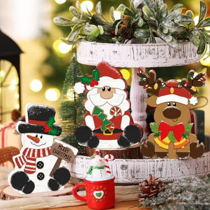 GlikCeil 3 Pcs Christmas Wooden Decorations Table Centerpieces - style: Merry Christmas
