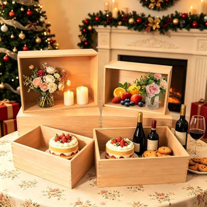 6 Pack Buffet Risers and Stands, Dessert Table Display Set with Mini Signs - color: Beige, size: 6 Pcs A