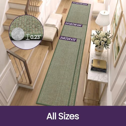 DEXI Ultra Thin Hallway Runner Rug 24x72, Non Slip Entryway Rugs,Green - color: Green, size: 24" X 72" (Runner)