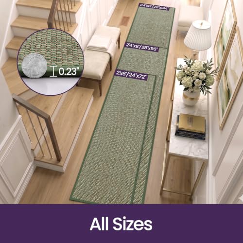 DEXI Ultra Thin Hallway Runner Rug 28x96, Non Slip Entryway Rugs,Green - color: Green, size: 28" X 96" (Runner)