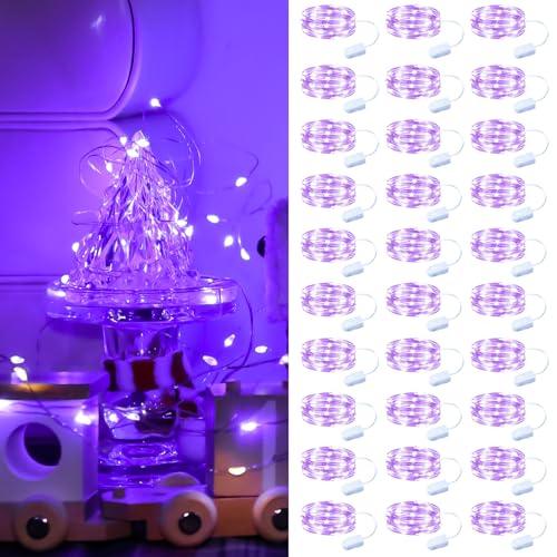ZSJWL 30 Pack Fairy Lights Battery Operated, 7Ft 20LED - color: Purple, size: 30 Pack – Battery Powered