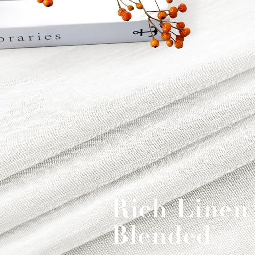 H.VERSAILTEX White Linen Sheer Curtains 90" 2 Panels Grommet - color: White, size: 52"W x 90"L (Pack of 2)