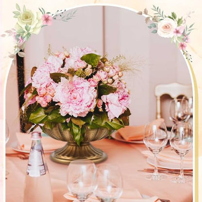2 Pcs Metal Compote Vase, Floral Centerpiece Bowls, Gold Bronze - color: Gold Bronze