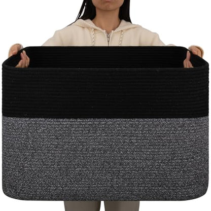 OIAHOMY 108L Extra Large Blanket Basket Dog Toy Basket Grey/Black - color: Grey/Black