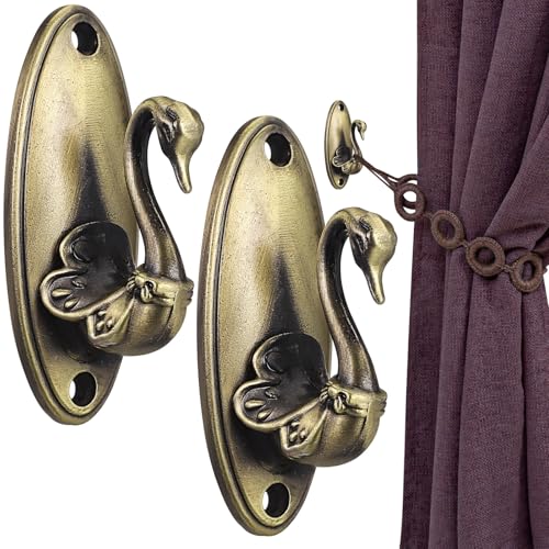 Veemoon 1 Pair Vintage Swan Curtain Holdbacks Swan Curtain Holdbacks