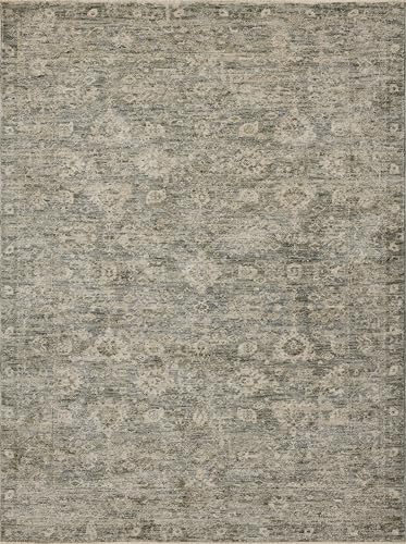 Loloi Magnolia Home Junie Lagoon/Natural 9'-6" x 13' Area Rug - color: Lagoon / Natural, size: 9'6" x 13' (Rectangular)