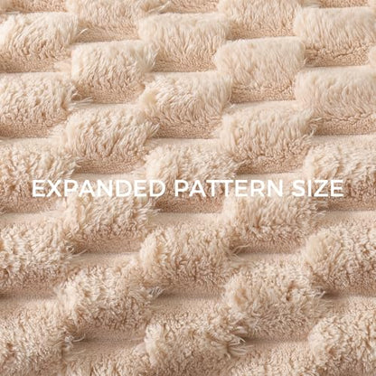 Whale Flotilla Soft Fleece Queen Size Bed Blanket Luxury 3D Jacquard, Camel - color: Camel, size: Queen(90x90 Inch)