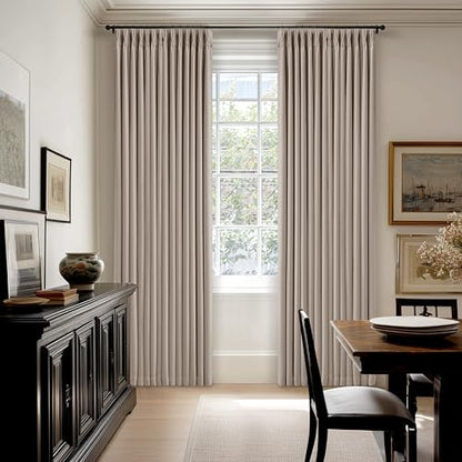 Burlywood Birch Linen Pinch Pleated 100% Blackout Curtains 90 Inch Length - color: Burlywood Birch, size: 40"W x 90"L (Pack of 2)