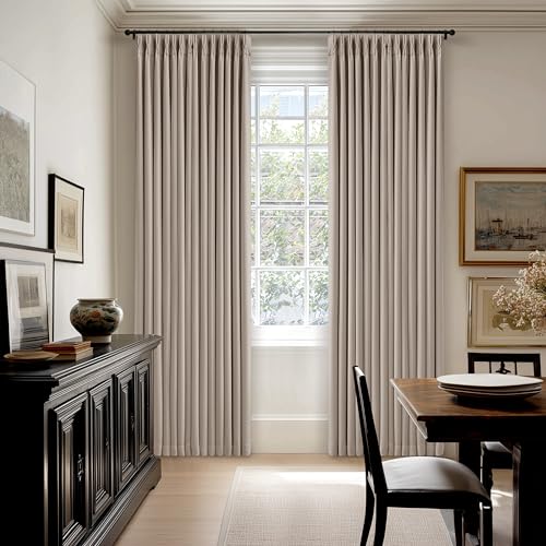Burlywood Birch 92 Inch Long Blackout Curtains Thick Linen Pinch Pleated - color: Burlywood Birch, size: 40"W x 92"L (Pack of 2)