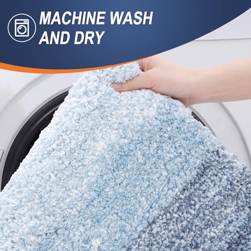 OLANLY Small Bathroom Rugs 24x16, Extra Soft Absorbent Microfiber Bath Rugs - color: Blue, size: 24" X 16"