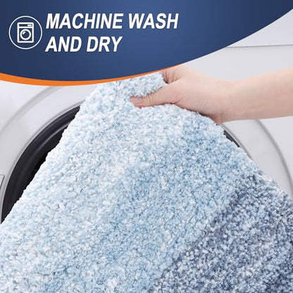 OLANLY Small Bathroom Rugs 24x16, Extra Soft Absorbent Microfiber Bath Rugs - color: Blue, size: 24" X 16"