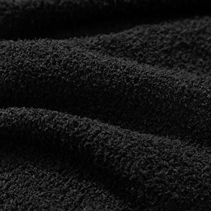 bearberry Knit Throw Blanket 53x71 Black Super Soft Plush for Couch - color: Black, size: Throw XL(53″x71″)