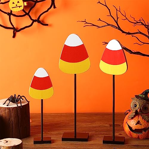 3 Pcs Halloween Wood Candy Corn Table Decor Centerpieces, 3 Size - style: Candy Corn
