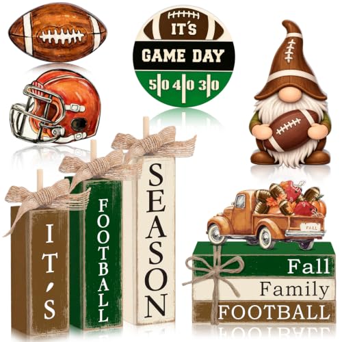 11 Pcs Fall Football Table Decorations Football Tiered Tray Decor - style: Football