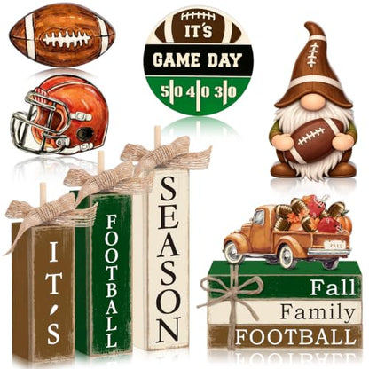 11 Pcs Fall Football Table Decorations Football Tiered Tray Decor - style: Football