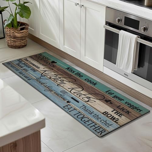 Farmhouse Kitchen Area Rugs Non Slip Kitchen Rugs and Mats Washable Kitchen Mats for Kitchen Floor Mat Carpet Runner Area Rug for Hallway Laundry Decor 17"x47" - color: Green-brown-blue, size: 1'5" x 3'11" (Rectangular)