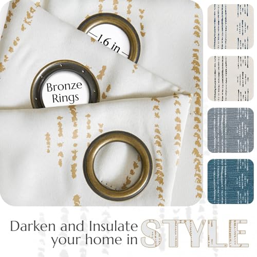 jinchan Boho Blackout Curtains 54 Inch Length for Bedroom - color: Boho | Taupe on Beige, size: 52"W x 54"L (Pack of 2)