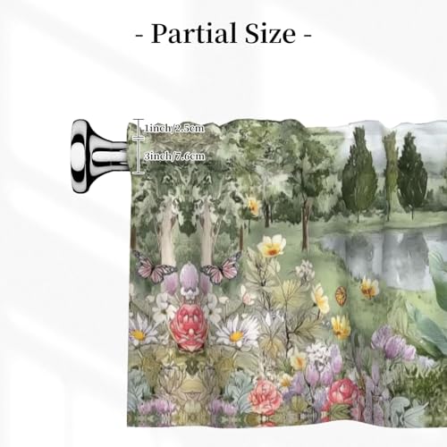 Floral Deer Curtain Valance 54x18 Inches Window Treatment Rod Pocket Valance for Kitchen Bathroom Bedroom - color: Floral Deer
