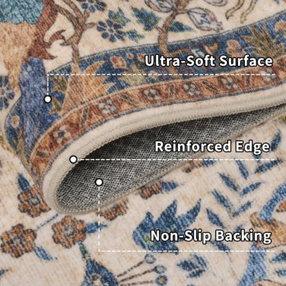 4ft Round Rug Circular Animal Print Area Rug Low Pile Indoor Rug - color: Beige, size: 4' (Round)