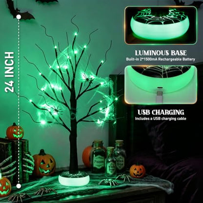 PEIDUO Halloween Tree with Light-up Base Rechargeable Halloween Decoration - color: Dark