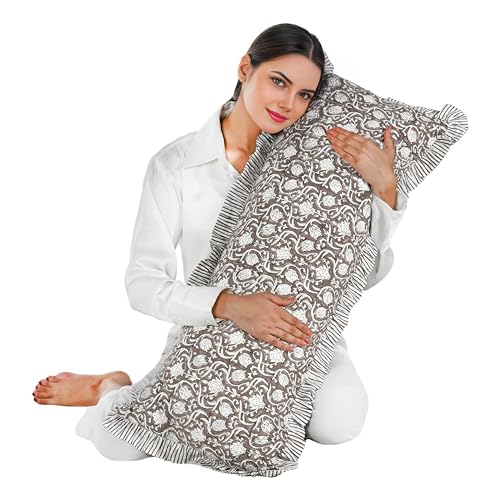 CPC Mocha Regal Block Print Ruffle Sham Pillow Cover 14x36 Inch, Pack of 1 - color: Mocha Regal, size: 36" x 14" (Pack of 1)
