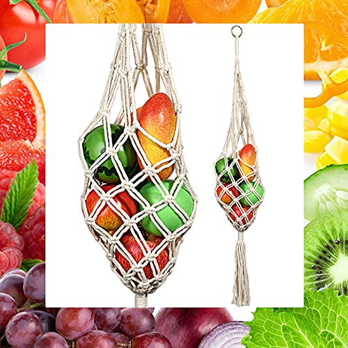 Geiserailie 2 Pieces Hanging Fruit Basket Boho Kitchen Decor