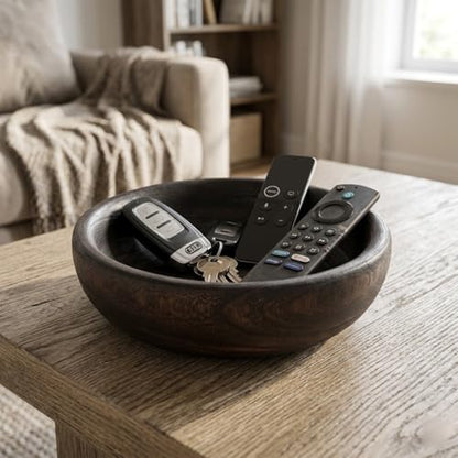 Wooden Bowl 10.6" Handcrafted Centerpiece for Storage (Small) - size: 10.6 Inch