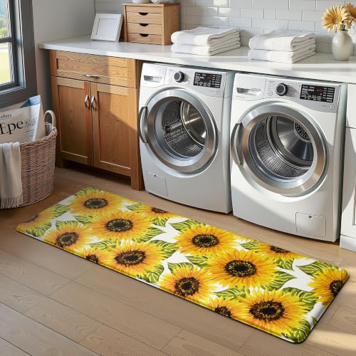 MAYHMYO Sunflower Kitchen Decor Mat Set, 2PC Kitchen Mats, Anti Fatigue - color: Sunflower