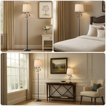 63" Rustic Unique Bird Leaf Floor Lamp for Living Room - color: Bronze