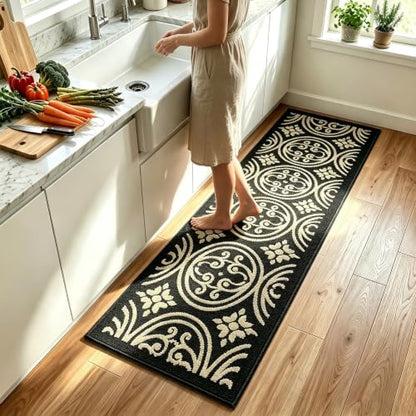Kitchen Rug Non Slip Washable 24x71 Absorbent Black Runner - size: 24''×71''