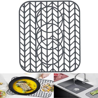 AWOKE Sink Protectors for Kitchen Sink - 13.6"x 11.6" Sink Mat - Heat-resistant Easy-clean Silicone Sink Mat - for Protection of Stainless Steel Sink with 3 Reserved Holes - size: 13.6 x 11.6