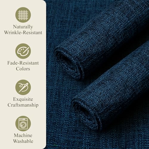 KXN Placemats Set of 4, Durable Dual-Layer Fabric Table Mats, Navy Blue - color: Navy Blue