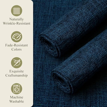 KXN Placemats Set of 4, Durable Dual-Layer Fabric Table Mats, Navy Blue - color: Navy Blue