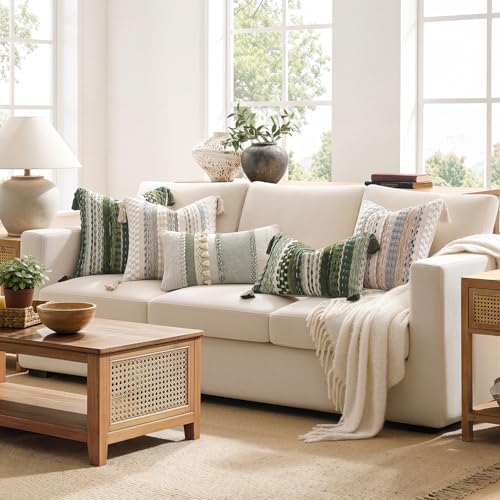 Kevin Textile Boho Tufted 20x20 Inch Pillow Cover 1 Pack, Green - color: Green, size: 20" x 20" (Pack of 1)