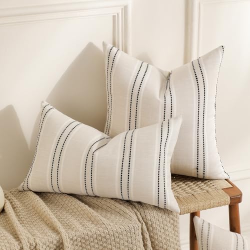 Hckot Black Striped Throw Pillow Covers 24x24 Set of 2 Accent Pillow Cover - color: Black, size: 24" x 24" (Pack of 2)