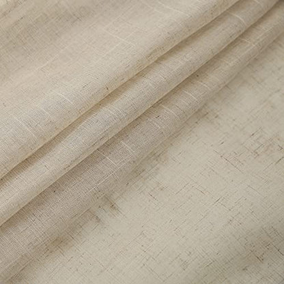 Demetex Natrual Linen Sheer Curtains Small Semi Sheer Curtains for Kitchen Window 2 Panels, 54 x 45 inch Long, Beige - color: Linen, size: 54"W x 45"L (Pack of 2)