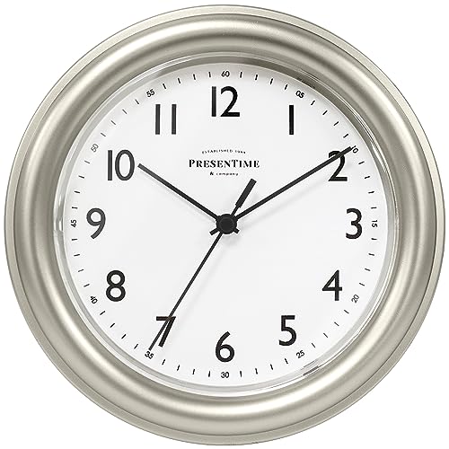 Presentime 8.5" Modern Farmhouse Essential Wall Clock - color: Morning Silver