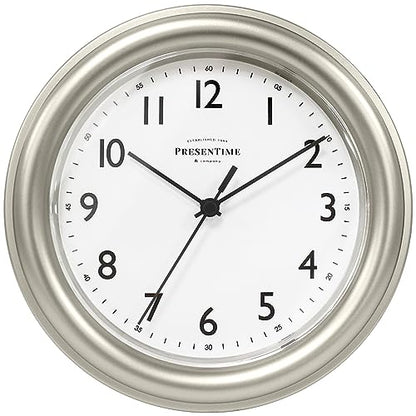 Presentime 8.5" Modern Farmhouse Essential Wall Clock - color: Morning Silver