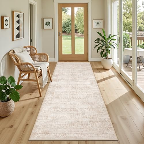 Hallway Runner Rug: 2.6x8 Kitchen Rugs for Living Room Beige Brown - color: Beige Brown, size: 2'6" x 8' (Runner)