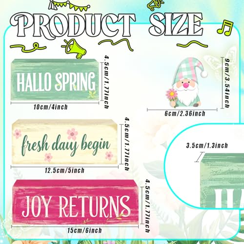 Spring Decoration Wooden Tiered Tray Decor – Rustic Hallo Spring Stacked Block Sign with Spring Gnome Topper – Farmhouse Tabletop Spring Decor for Living Room Shelf Kitchen Seasonal Home Display - style: Gnome